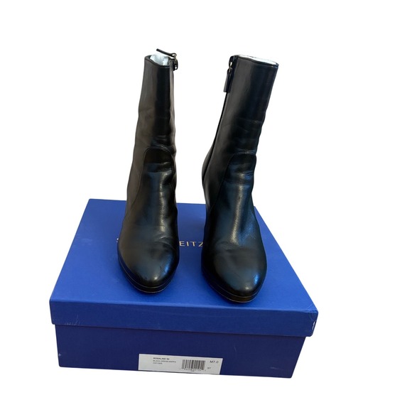 Stuart Weitzman Rosalind 90 Black Nappa Leather Ankle Boots 7 - Picture 2 of 13